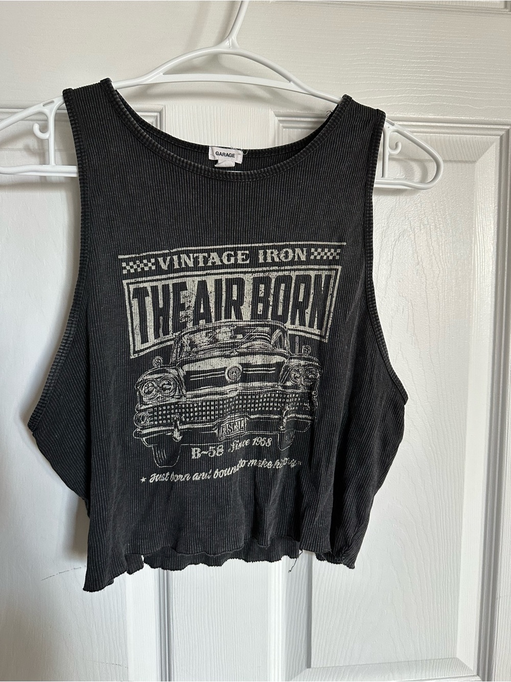 Garage Black cropped Ribbed Tank Black